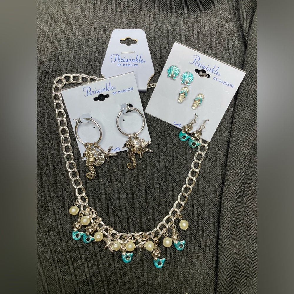 Periwinkle by Barlow Silver and Blue Nautical Necklace Set